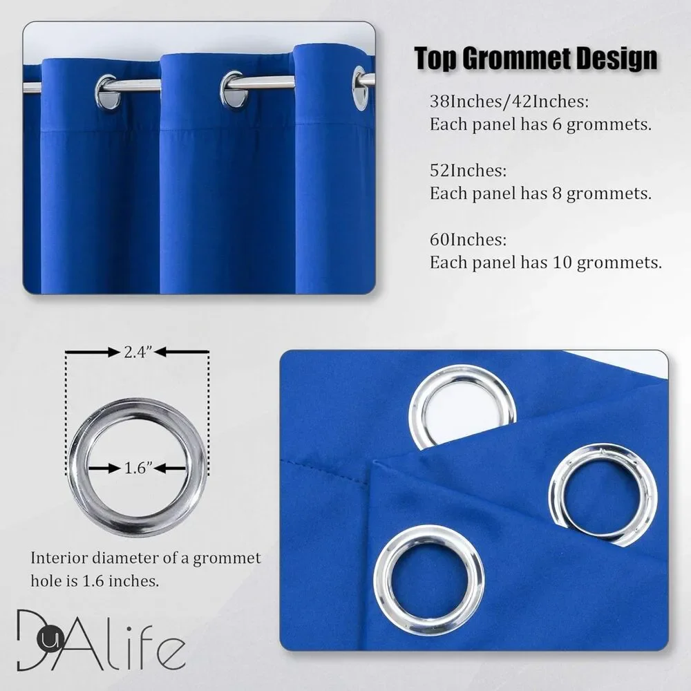DUALIFE Royal Blue Room Darkening Curtains 55x63